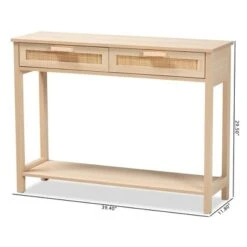 Sebille Wood With Natural Rattan 2 Drawer Console Table Light Brown - Baxton Studio -Home Furniture Shop-Baxton Studio GUEST 630dce28 8422 4a6b be91 d8c702a89f48