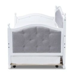 Twin Marlie Upholstered Daybed With Trundle Gray/White - Baxton Studio