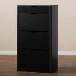 Cayla Modern And Contemporary Wood Shoe Cabinet - Black - Baxton Studio -Home Furniture Shop-Baxton Studio GUEST 641061ac a29c 48f8 bc9e 1c41eccb85e3