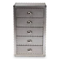 5 Drawer Davet Metal Accent Chest Silver - Baxton Studio -Home Furniture Shop-Baxton Studio GUEST 646889bf d034 488d ac1c 7e66a1b9d126