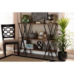 Norton Rustic And Industrial Wood And Black Metal Console Table Walnut Brown - Baxton Studio -Home Furniture Shop-Baxton Studio GUEST 64fa58a7 d4fb 488b a98c 27d6b7bbf0e5