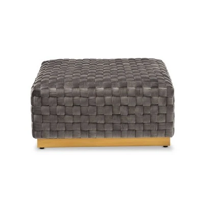 Noah Velvet Fabric Upholstered Square Cocktail Ottoman Gray/Gold - Baxton Studio 3 Noah Velvet Fabric Upholstered Square Cocktail Ottoman Gray/Gold - Baxton Studio