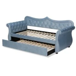 Twin Abbie Velvet Tufted Daybed With Trundle Light Blue - Baxton Studio 15 Twin Abbie Velvet Tufted Daybed With Trundle Light Blue - Baxton Studio -Home Furniture Shop-Baxton Studio GUEST 65ce483f 2857 4875 9615 52933159cdb0