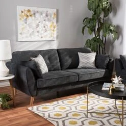 Miranda Mid-Century Modern Fabric Upholstered Sofa Dark Gray - Baxton Studio -Home Furniture Shop-Baxton Studio GUEST 66193c4c 26e8 4f5a af99 b77af57ef15a