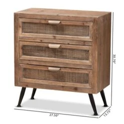 Calida Wood And Rattan 3 Drawer Storage Cabinet Brown - Baxton Studio -Home Furniture Shop-Baxton Studio GUEST 68295ec1 e739 4380 9baf b80632243dda