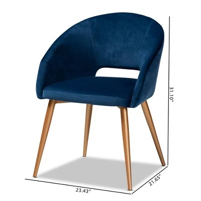 Vianne Velvet Upholstered Metal Dining Chair Navy Blue/Gold - Baxton Studio 10 Vianne Velvet Upholstered Metal Dining Chair Navy Blue/Gold - Baxton Studio - Image 8