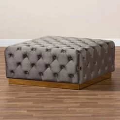 Verene Velvet Upholstered Square Cocktail Ottoman Gray/Gold - Baxton Studio 11 Verene Velvet Upholstered Square Cocktail Ottoman Gray/Gold - Baxton Studio -Home Furniture Shop-Baxton Studio GUEST 68b71781 0c62 4720 9a64 e70da713c63e