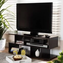 Arne Wood TV Stand For TVs Up To 32" Dark Brown - Baxton Studio -Home Furniture Shop-Baxton Studio GUEST 6982428d 2ac0 4bbd 9515 d9b803006912
