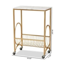 Jacek Metal Wine Cart With Marble Tabletop Gold - Baxton Studio -Home Furniture Shop-Baxton Studio GUEST 69cc7d57 29dd 4d4e a85e 6b30568ded3d