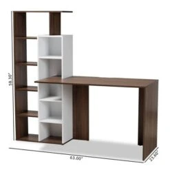 Rowan Two-Tone Wood Storage Computer Desk With Shelves White/Walnut - Baxton Studio -Home Furniture Shop-Baxton Studio GUEST 69e6c082 1fff 4363 a651 9538e2c929c2