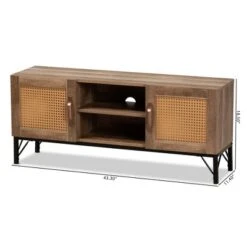 Veanna Bohemian Natural Wood And Metal 2 Door Synthetic Rattan TV Stand For TVs Up To 40" Brown/Black - Baxton Studio -Home Furniture Shop-Baxton Studio GUEST 6a36c958 f80b 4bf8 a7e6 3b72b4ade40a
