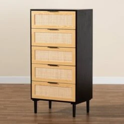 Maureen Wood And Rattan 5 Drawer Storage Chest Espresso/Natural Brown - Baxton Studio 18 Maureen Wood And Rattan 5 Drawer Storage Chest Espresso/Natural Brown - Baxton Studio -Home Furniture Shop-Baxton Studio GUEST 6a7f4239 4c40 4cd9 9a98 d6ec18d2f86c