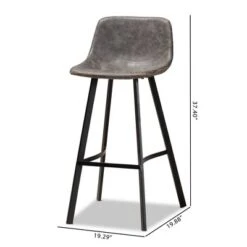 Set Of 2 Tani Faux Leather Upholstered Metal Barstools Gray/Black - Baxton Studio 13 Set Of 2 Tani Faux Leather Upholstered Metal Barstools Gray/Black - Baxton Studio -Home Furniture Shop-Baxton Studio GUEST 6adf0423 acb9 471e a28d 11638850aabe