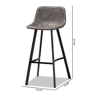 Set Of 2 Tani Faux Leather Upholstered Metal Barstools Gray/Black - Baxton Studio 8 Set Of 2 Tani Faux Leather Upholstered Metal Barstools Gray/Black - Baxton Studio - Image 6
