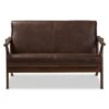 Bianca Mid-Modern Walnut Wood Distressed Faux Leather 2 Seater Loveseat Dark Brown - Baxton Studio -Home Furniture Shop-Baxton Studio GUEST 6b43a945 f50e 407f 966f 62d458c0a793