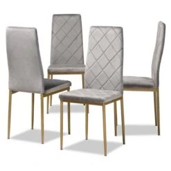 4pc Blaise Velvet Fabric Upholstered And Metal Dining Chair Set - Baxton Studio -Home Furniture Shop-Baxton Studio GUEST 6baa4976 f182 4e56 b68d 4fd2cb459932