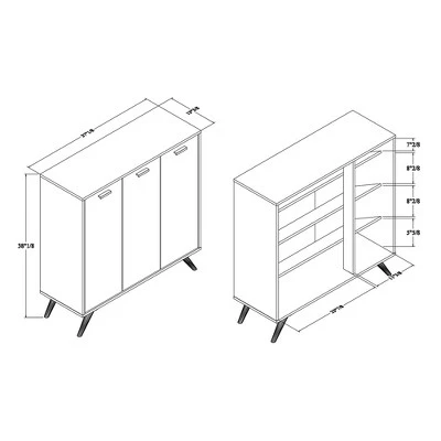 Kelson Wood 3 Door Cabinet Dark Gray/Gold - Baxton Studio 10 Kelson Wood 3 Door Cabinet Dark Gray/Gold - Baxton Studio - Image 8