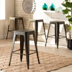 4pc Horton Gunmetal Metal Stackable Counter Stool Set Gray - Baxton Studio 13 4pc Horton Gunmetal Metal Stackable Counter Stool Set Gray - Baxton Studio -Home Furniture Shop-Baxton Studio GUEST 6bd1dc31 725d 4505 a877 03f599e77592