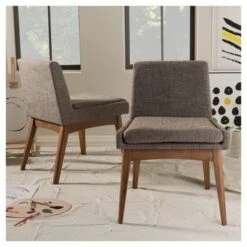 Set Of 2 Nexus Mid - Century Modern Wood Finishing And Fabric Upholstered Dining Side Chair Gravel/Walnut Brown - Baxton Studio 11 Set Of 2 Nexus Mid - Century Modern Wood Finishing And Fabric Upholstered Dining Side Chair Gravel/Walnut Brown - Baxton Studio -Home Furniture Shop-Baxton Studio GUEST 6bdbcadd 335c 444c a76e 6c42d6ee167d