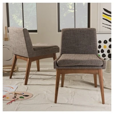 Set Of 2 Nexus Mid - Century Modern Wood Finishing And Fabric Upholstered Dining Side Chair Gravel/Walnut Brown - Baxton Studio 7 Set Of 2 Nexus Mid - Century Modern Wood Finishing And Fabric Upholstered Dining Side Chair Gravel/Walnut Brown - Baxton Studio - Image 5