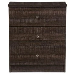 Deacon Modern And Contemporary Wood 3 Drawer Storage Chest Espresso Brown - Baxton Studio