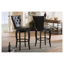 29" Leonice Faux Leather Upholstered Button Tufted Swivel Barstool Dark Brown - Baxton Studio 7 29" Leonice Faux Leather Upholstered Button Tufted Swivel Barstool Dark Brown - Baxton Studio -Home Furniture Shop-Baxton Studio GUEST 6ca408db 640c 402f ad0d 6e4b8f2867cb