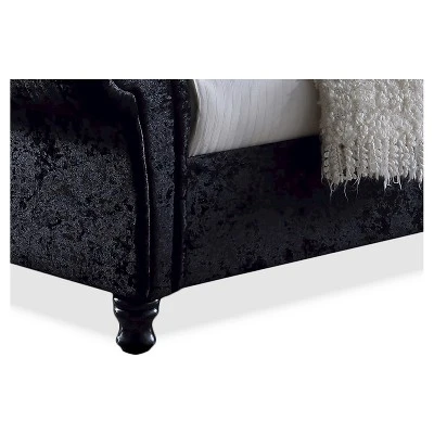 Castello Velvet Upholstered Faux Crystal - Buttoned Sleigh Platform Bed - Baxton Studio 4 Castello Velvet Upholstered Faux Crystal - Buttoned Sleigh Platform Bed - Baxton Studio - Image 2
