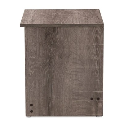 Gallia Modern And Contemporary Oak Finished 2 Drawer Nightstand Brown - Baxton Studio 5 Gallia Modern And Contemporary Oak Finished 2 Drawer Nightstand Brown - Baxton Studio - Image 3