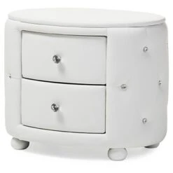 Davina Hollywood Glamour Style Oval 2 - Drawer Faux Leather Upholstered Nightstand - Baxton Studio 15 Davina Hollywood Glamour Style Oval 2 - Drawer Faux Leather Upholstered Nightstand - Baxton Studio -Home Furniture Shop-Baxton Studio GUEST 6d1c9000 e50c 4fd5 a60d 9dc69267c0a3