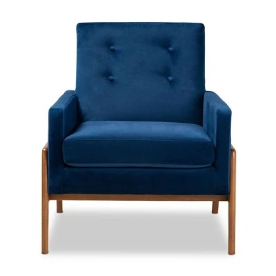Perris Mid-Century Modern Velvet Fabric Upholstered Wood Lounge Chair - Baxton Studio 3 Perris Mid-Century Modern Velvet Fabric Upholstered Wood Lounge Chair - Baxton Studio