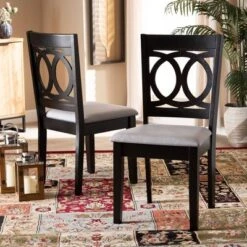 2pc Lenoir Upholstered Wood Dining Chair Set - Baxton Studio -Home Furniture Shop-Baxton Studio GUEST 6d3466b4 292e 4e12 80e3 dfc375bdecd3