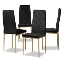 4pc Blaise Velvet Fabric Upholstered And Metal Dining Chair Set - Baxton Studio -Home Furniture Shop-Baxton Studio GUEST 6d795959 77f3 41da 857c a37cca34b93f