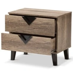 Swanson Modern And Contemporary Wood 2 - Drawer Nightstand - Light Brown - Baxton Studio