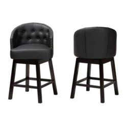 2pc Theron Faux Leather And Wood Swivel Counter Stool Set - Baxton Studio -Home Furniture Shop-Baxton Studio GUEST 6d9f3167 faac 4972 9b90 c4dcd8457185