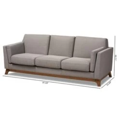 Baxton Studio Sava Fabric Upholstered Walnut Wood 3 Seater Sofa Gray - BaxtonStudio -Home Furniture Shop-Baxton Studio GUEST 6dcce518 d45a 4aa7 9835 d4ec48c31e1f