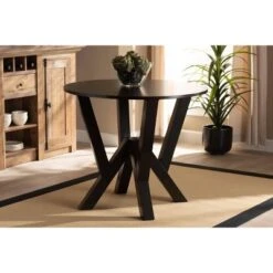 35" Irene Wide Round Wood Dining Table - Baxton Studio -Home Furniture Shop-Baxton Studio GUEST 6e1da5cc 7df2 4af7 93fd 5ce16c1444b2