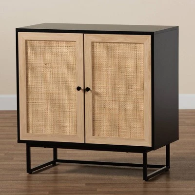 Declan Wood And Natural Rattan 2 Door Storage Cabinet Espresso Brown/Black - Baxton Studio 10 Declan Wood And Natural Rattan 2 Door Storage Cabinet Espresso Brown/Black - Baxton Studio - Image 8