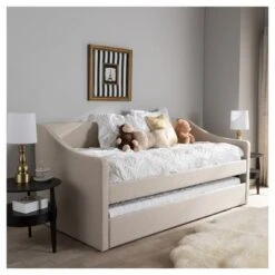 Twin Barnstorm Modern And Contemporary Fabric Upholstered Daybed With Guest Trundle Bed - Baxton Studio 12 Twin Barnstorm Modern And Contemporary Fabric Upholstered Daybed With Guest Trundle Bed - Baxton Studio -Home Furniture Shop-Baxton Studio GUEST 6e3226b4 7ae2 499a 8745 1b825d2e4c73