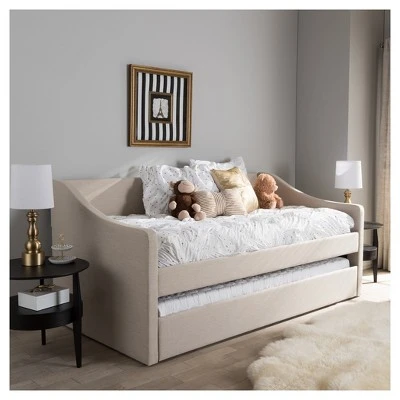 Twin Barnstorm Modern And Contemporary Fabric Upholstered Daybed With Guest Trundle Bed - Baxton Studio 6 Twin Barnstorm Modern And Contemporary Fabric Upholstered Daybed With Guest Trundle Bed - Baxton Studio - Image 4