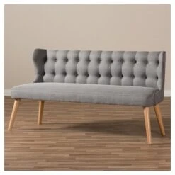 Melody Mid-Century Modern Fabric And Natural Wood Finishing 3 Seater Settee Bench Gray - Baxton Studio -Home Furniture Shop-Baxton Studio GUEST 6e3f0d64 b623 4128 b927 98ade8a8eac1