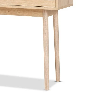 Baird Wood And Rattan 2 Drawer Console Table Brown - Baxton Studio 7 Baird Wood And Rattan 2 Drawer Console Table Brown - Baxton Studio - Image 5