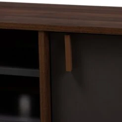 Samuel Finished TV Stand For TVs Up To 55" Walnut Brown/Dark Gray - Baxton Studio -Home Furniture Shop-Baxton Studio GUEST 6eb33234 bb73 4a43 af5c 4fc42bd1542b