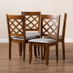 Set Of 4 Brigitte Dining Chair Gray/Walnut - Baxton Studio -Home Furniture Shop-Baxton Studio GUEST 6f5d831b 5322 4868 a353 91f514aab791