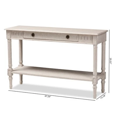 Ariella Whitewashed 1 Drawer Console Table White - Baxton Studio 11 Ariella Whitewashed 1 Drawer Console Table White - Baxton Studio - Image 9