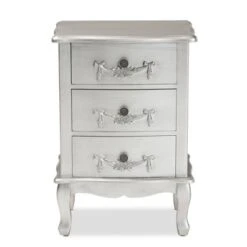 Callen Brushed Wood 3 Drawer Nightstand Silver - Baxton Studio 13 Callen Brushed Wood 3 Drawer Nightstand Silver - Baxton Studio -Home Furniture Shop-Baxton Studio GUEST 70347bec 8c75 420d 9899 27180b7defb4
