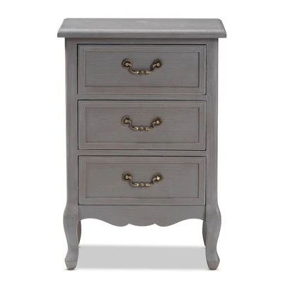 3 Drawer Capucine Finished Wood Nightstand Gray - Baxton Studio 10 3 Drawer Capucine Finished Wood Nightstand Gray - Baxton Studio - Image 8