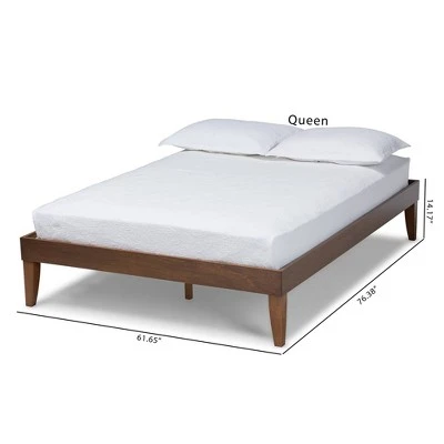 Lucina Walnut Platform Bed Frame Brown - Baxton Studio 9 Lucina Walnut Platform Bed Frame Brown - Baxton Studio - Image 7