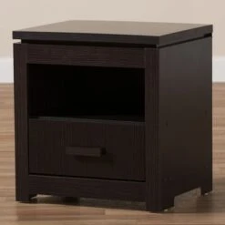 Bienna Modern And Contemporary Finished 1 Drawer Nightstand Dark Brown - Baxton Studio -Home Furniture Shop-Baxton Studio GUEST 70d080f9 3985 4fa3 8b98 49887f5a61b6
