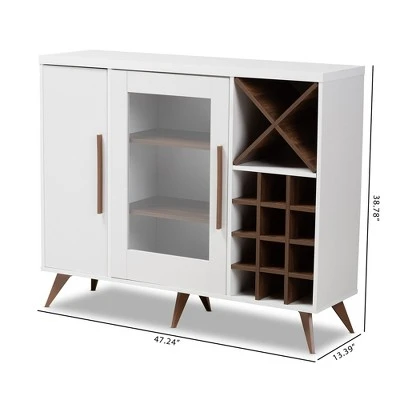 Baxton Studio Pietro Finished Wine Cabinet White/Brown - BaxtonStudio 10 Baxton Studio Pietro Finished Wine Cabinet White/Brown - BaxtonStudio - Image 8