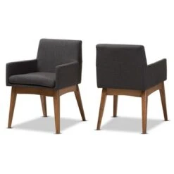 Set Of 2 Nexus Mid Century Modern Walnut Wood Fabric Upholstered Dining Armchair - Baxton Studio -Home Furniture Shop-Baxton Studio GUEST 712b4196 bc1c 4749 92be ad45aa70a5d3